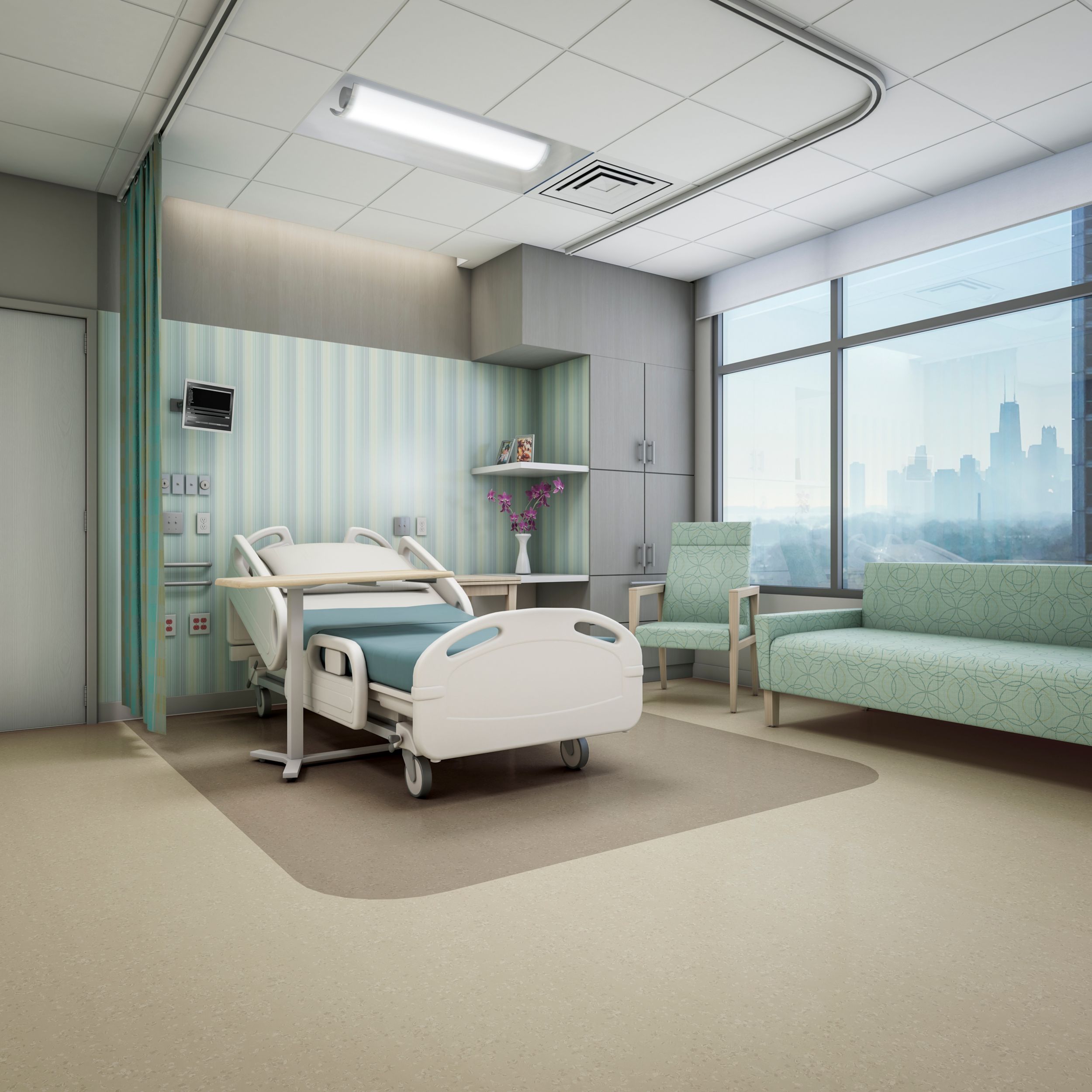 noraplan sentica rubber flooring in patient room imagen número 3